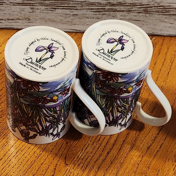 Dunoon Scotland Mugs Helen Sandiford Tiffany Stained Glass Iris Daffodil Floral - Picture 10 of 14